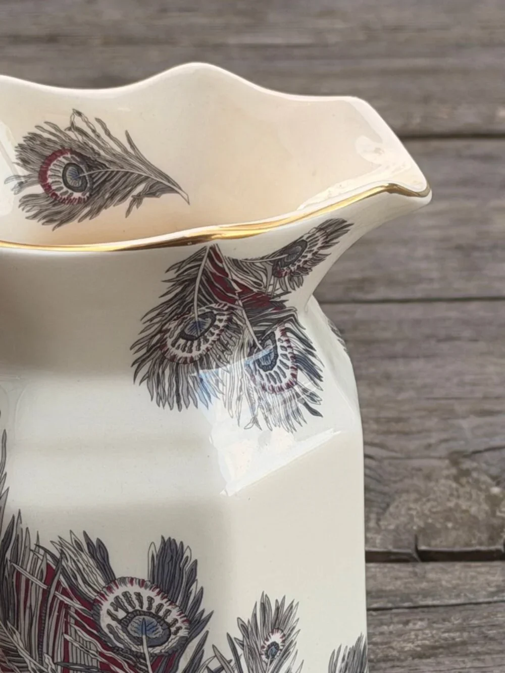 Vintage Mason’s Ironstone Hera Pitcher Liberty of London Peacock Feather ENGLAND